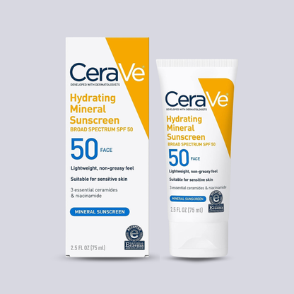 CeraVe Hydrating Mineral Sunscreen SPF 50 – Face Lotion for Sensitive Skin