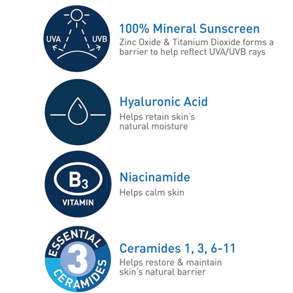 CeraVe Hydrating Mineral Sunscreen SPF 50 – Face Lotion for Sensitive Skin