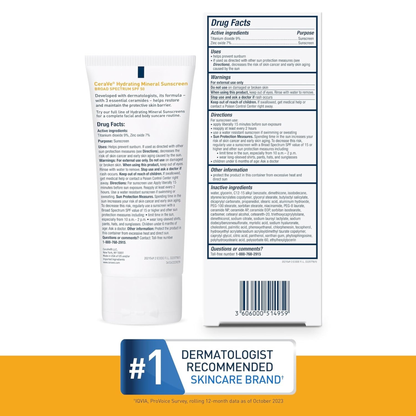 CeraVe Hydrating Mineral Sunscreen SPF 50 – Face Lotion for Sensitive Skin