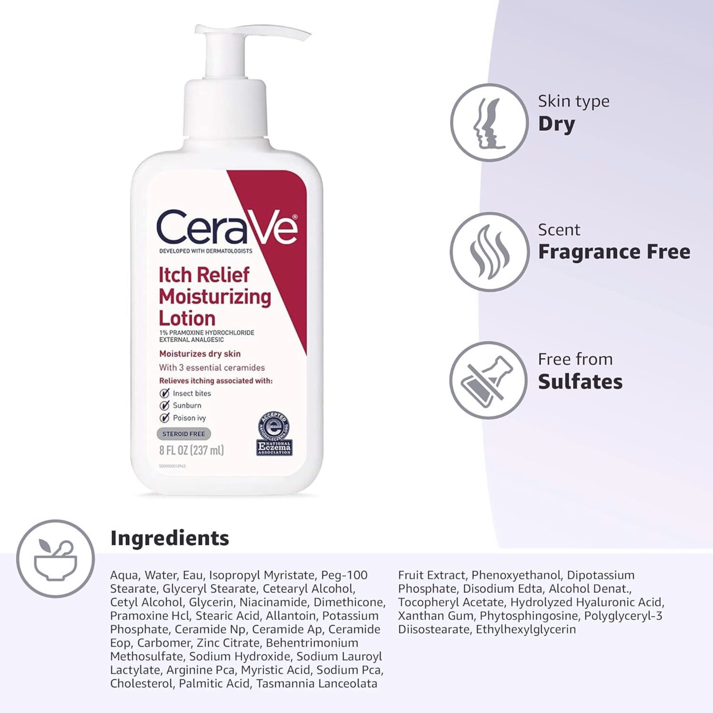 CeraVe Itch Relief Moisturizing Lotion | Fast Anti-Itch Hydration